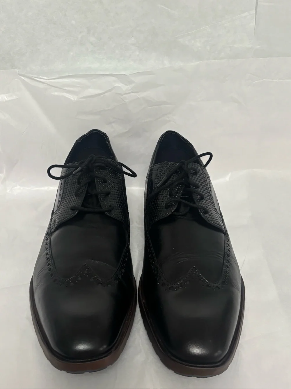 STACY ADAMS 'ROONEY WINGTIP' OXFORD IN BLACK LEATHER STYLE 25323-001 SIZE 11M